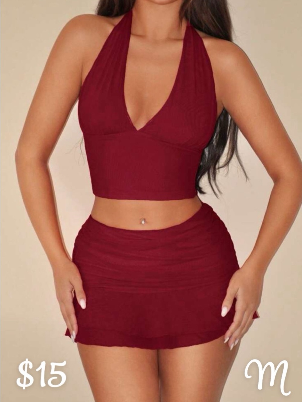 Women's Burgundy Mini Skirt - Sleek Summer Style